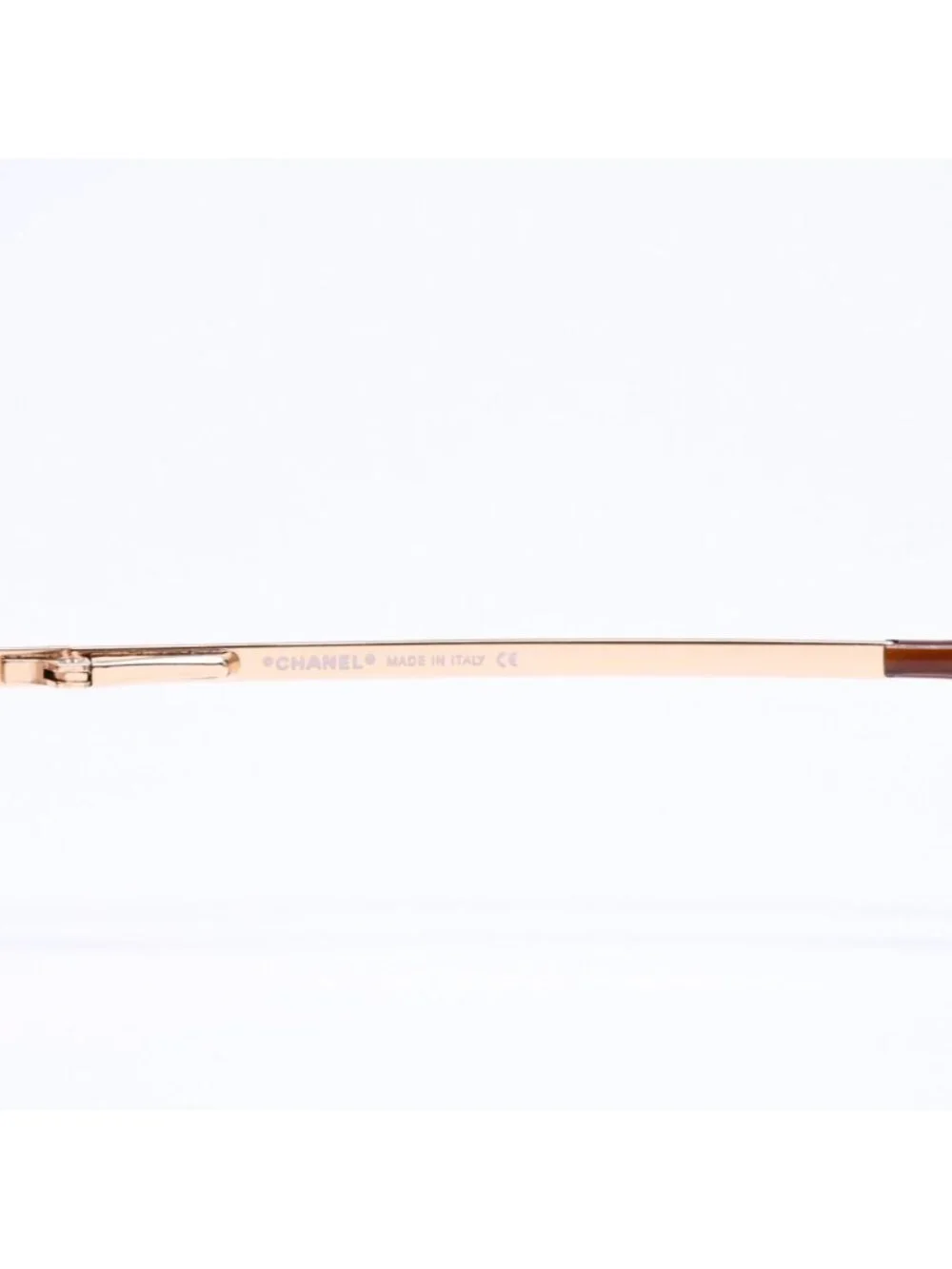 Chanel Rimless Sunglasses Side CC Logo Metal Brown Gold Eyewear